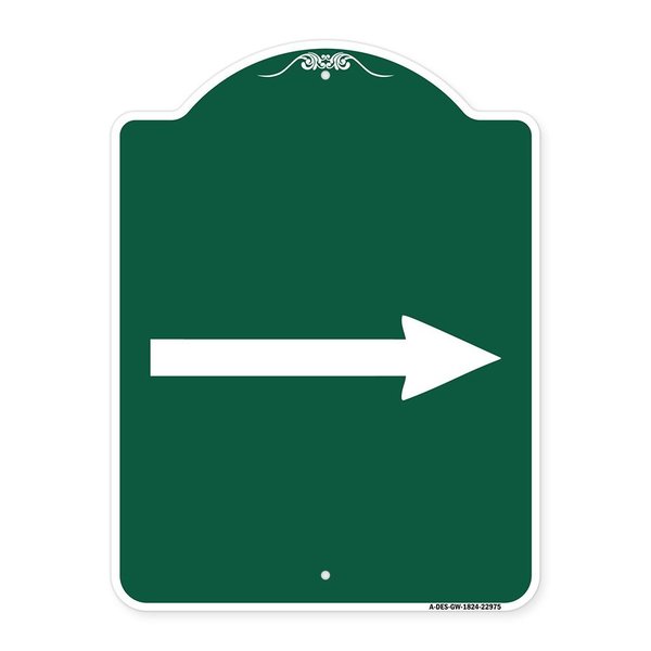 Signmission Designer Series Sign-Right Arrow, Green & White Aluminum Sign, 18" x 24", GW-1824-22975 A-DES-GW-1824-22975